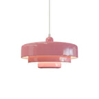 Pendel i skivedesign af metal | Dekorativ skærm i macaron-farver | E27 3000K varmt lys | Stue