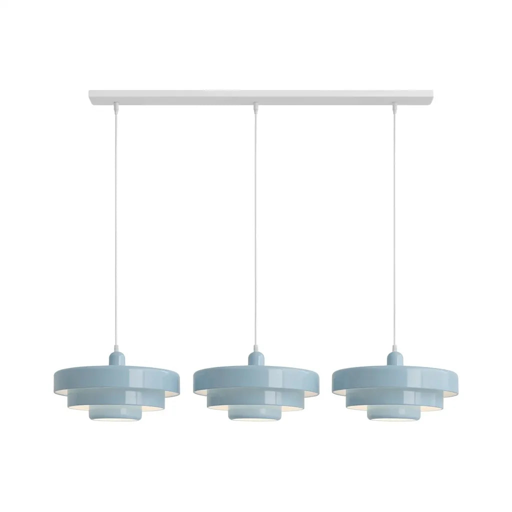 Pendel i skivedesign af metal | Dekorativ skærm i macaron-farver | E27 3000K varmt lys | Stue