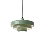 Pendel i skivedesign af metal | Dekorativ skærm i macaron-farver | E27 3000K varmt lys | Stue