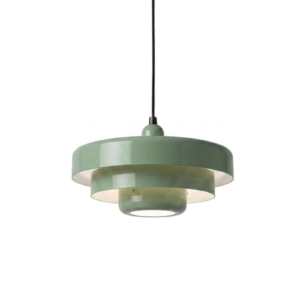 Pendel i skivedesign af metal | Dekorativ skærm i macaron-farver | E27 3000K varmt lys | Stue