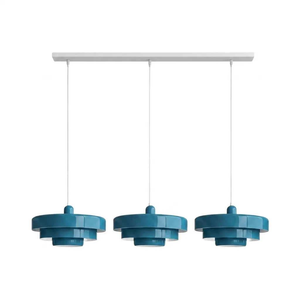Pendel i skivedesign af metal | Dekorativ skærm i macaron-farver | E27 3000K varmt lys | Stue