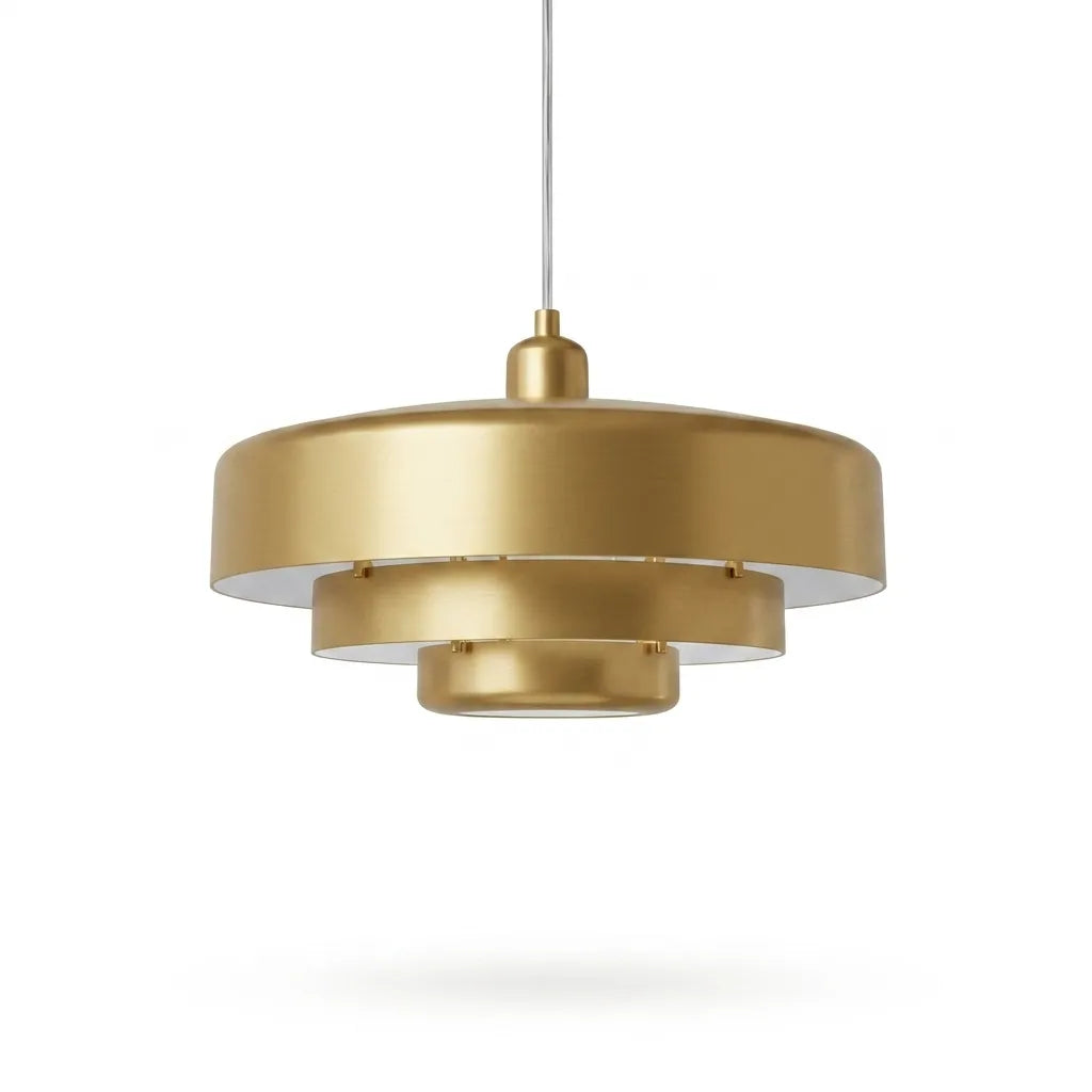 Pendel i skivedesign af metal | Dekorativ skærm i macaron-farver | E27 3000K varmt lys | Stue