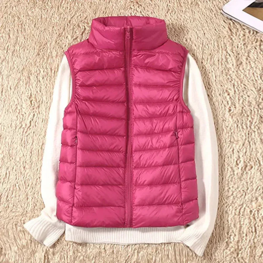 MEELANO Vindtæt Bodywarmer til Kvinder - Med praktisk lynlås Lys pink