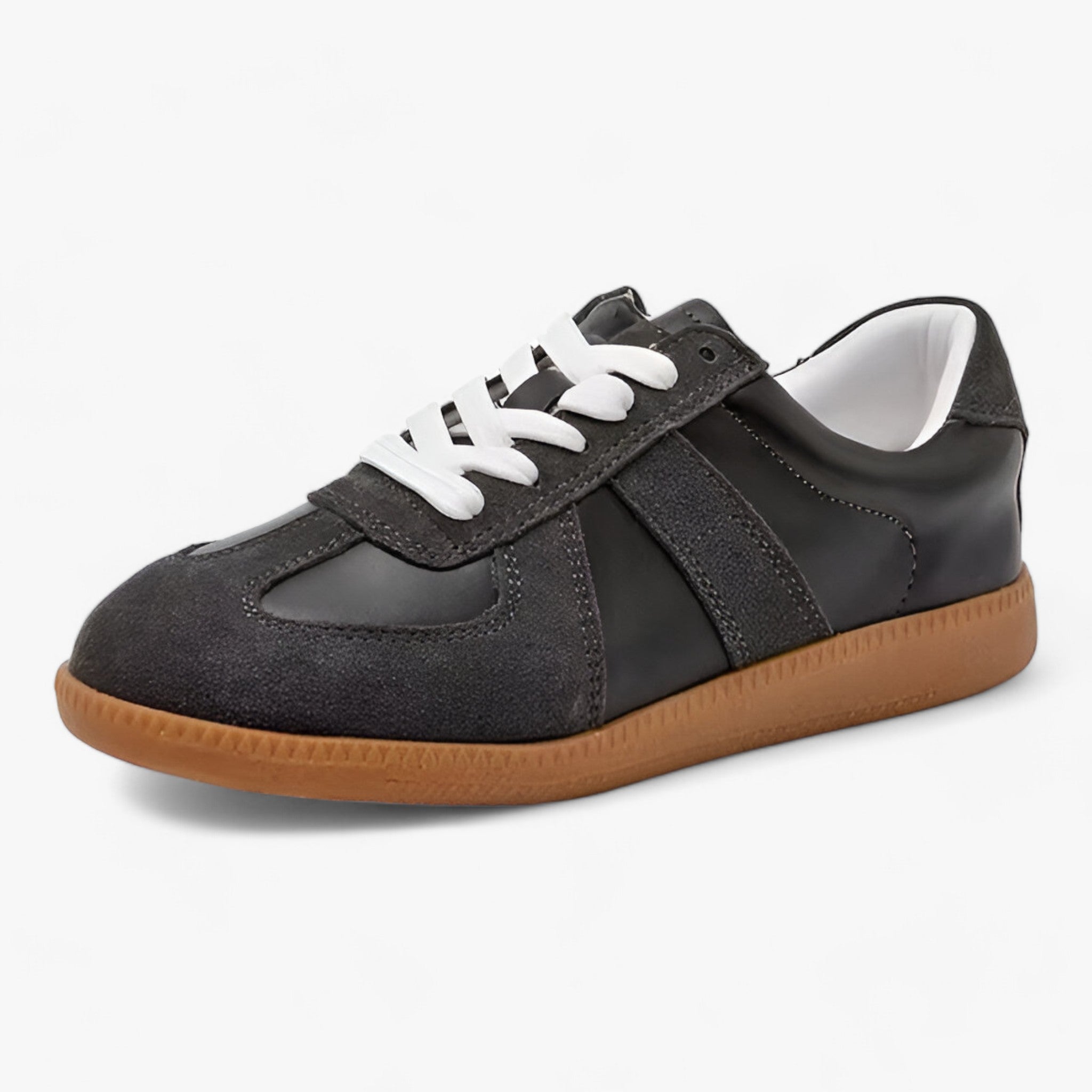 MEELANO Ægte Læder Sneakers Til Damer Tidløs Komfort Til Hverdagsbrug Stilren Udseende Sort