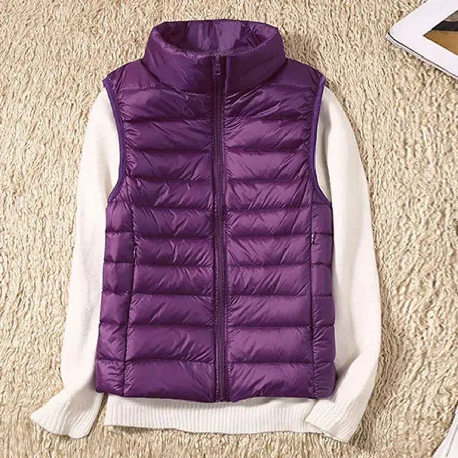 MEELANO Vindtæt Bodywarmer til Kvinder - Med praktisk lynlås Lilla