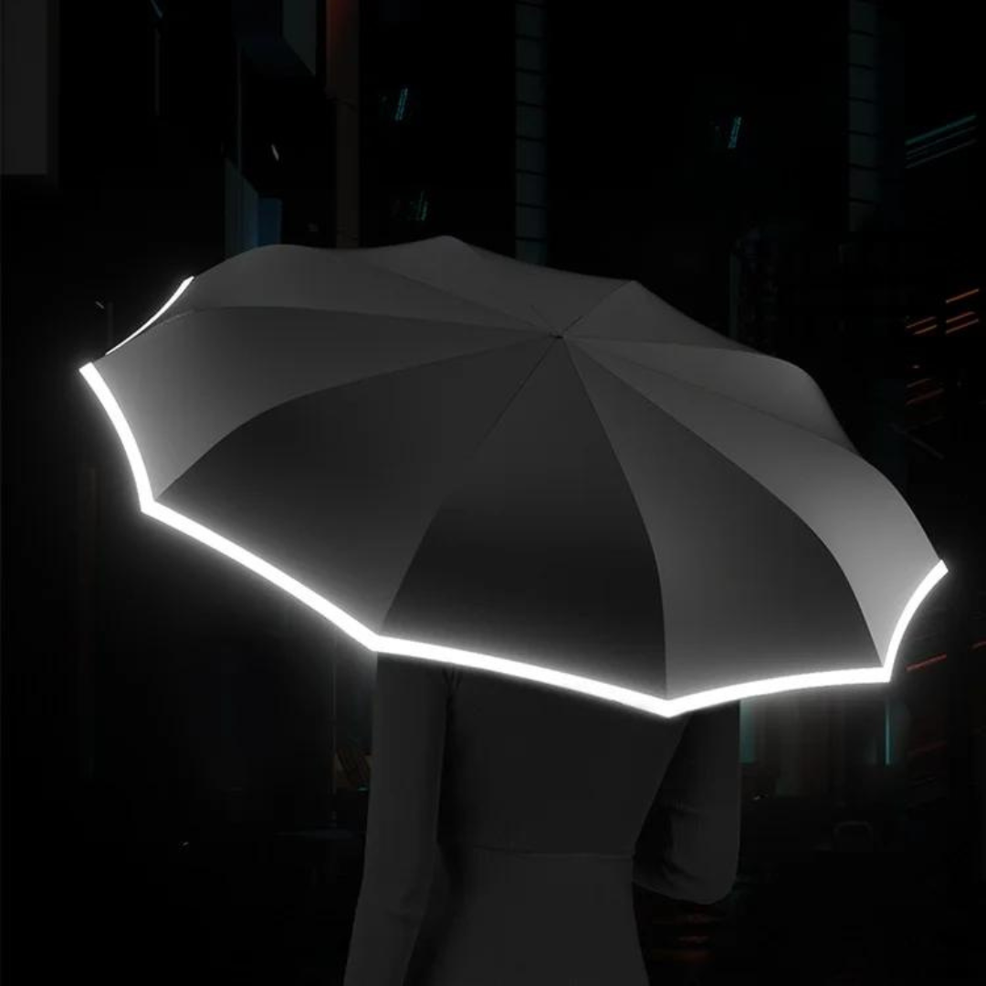 MEELANO Ultra Vindtæt Paraply – Stormparaply med Reflekterende Detaljer, Kompakt, 4 Farver