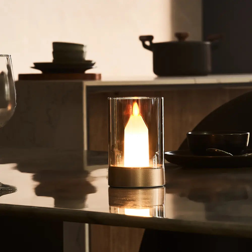 MEELANO Trådløs LED-Stearinlyslampe – Moderne Bordlampe med Stearinlys-look & Gestusstyring, op til 8 Timer Varm Hvid, Flammeløs – LumiCandle