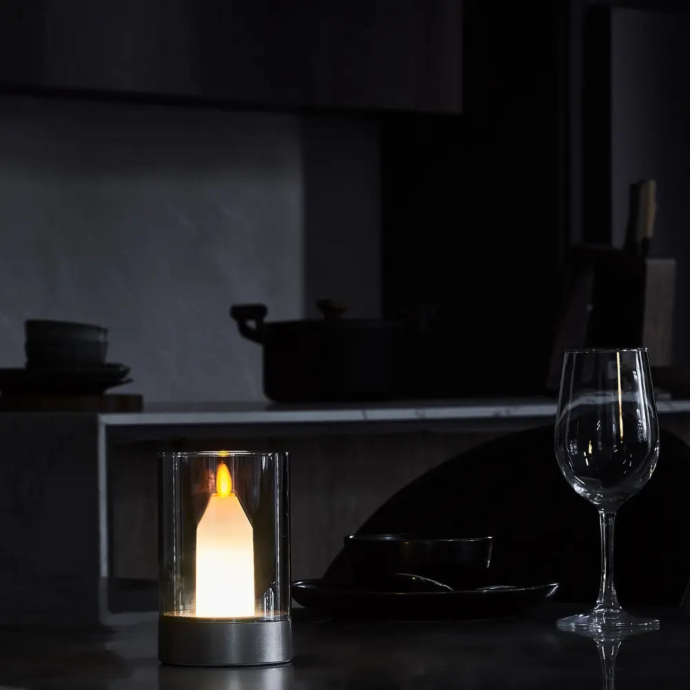 MEELANO Trådløs LED-Stearinlyslampe – Moderne Bordlampe med Stearinlys-look & Gestusstyring, op til 8 Timer Varm Hvid, Flammeløs – LumiCandle