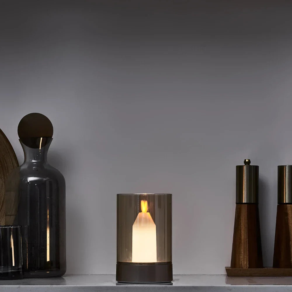 MEELANO Trådløs LED-Stearinlyslampe – Moderne Bordlampe med Stearinlys-look & Gestusstyring, op til 8 Timer Varm Hvid, Flammeløs – LumiCandle