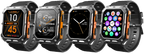 MEELANO Robust Smartwatch med Pulsmåler & Skridttæller – Outdoor Ur med Stemmestyring til Vandring & Arbejde, Sort eller Orange – EnduranceX