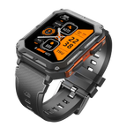 MEELANO Robust Smartwatch med Pulsmåler & Skridttæller – Outdoor Ur med Stemmestyring til Vandring & Arbejde, Sort eller Orange – EnduranceX