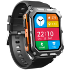 MEELANO Robust Smartwatch med Pulsmåler & Skridttæller – Outdoor Ur med Stemmestyring til Vandring & Arbejde, Sort eller Orange – EnduranceX
