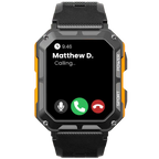 MEELANO Robust Smartwatch med Pulsmåler & Skridttæller – Outdoor Ur med Stemmestyring til Vandring & Arbejde, Sort eller Orange – EnduranceX