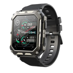 MEELANO Robust Smartwatch med Pulsmåler & Skridttæller – Outdoor Ur med Stemmestyring til Vandring & Arbejde, Sort eller Orange – EnduranceX Sort