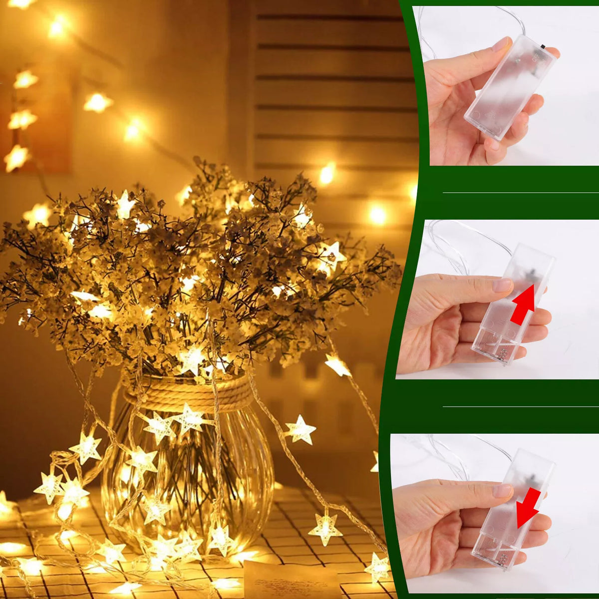 MEELANO Vandtætte Julelys – Batteridrevne LED Julelys til Inde & Ude, Juletræ, Terrasse & Have – AquaGlow