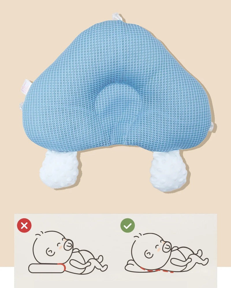 MEELANO Ergonomisk Babypude med Justerbar Støtte – Vendbar Komfortpude 65 × 42 cm, Maskinvaskbar – 0-12 Måneder (Kun Under Opsyn)