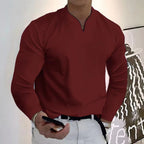 MEELANO Sporty T-shirt med V-udskæring og lange ærmer Vin