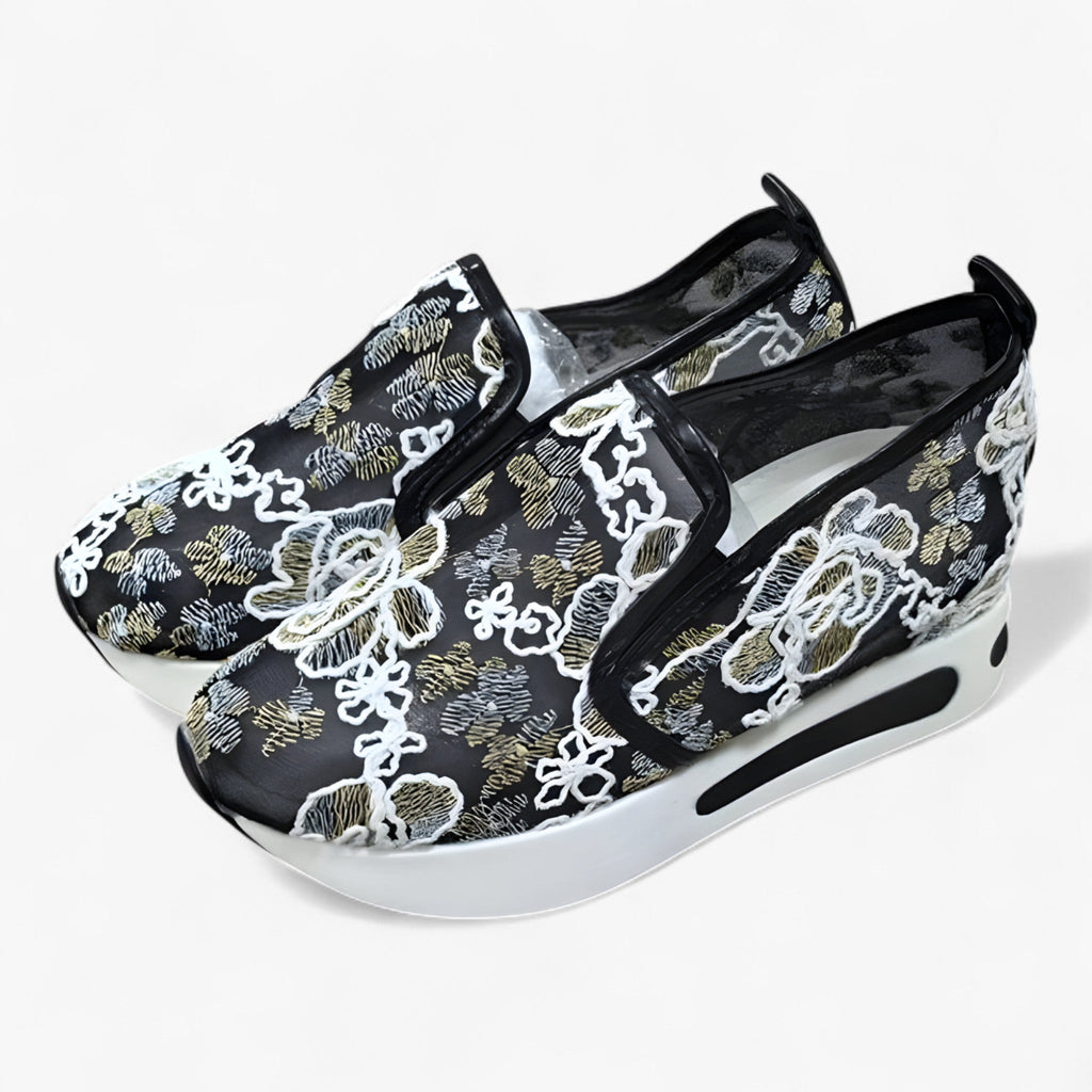 Roque | Dame Broderede Sko - Elegante & Komfortable Loafers med Blomsterbroderi