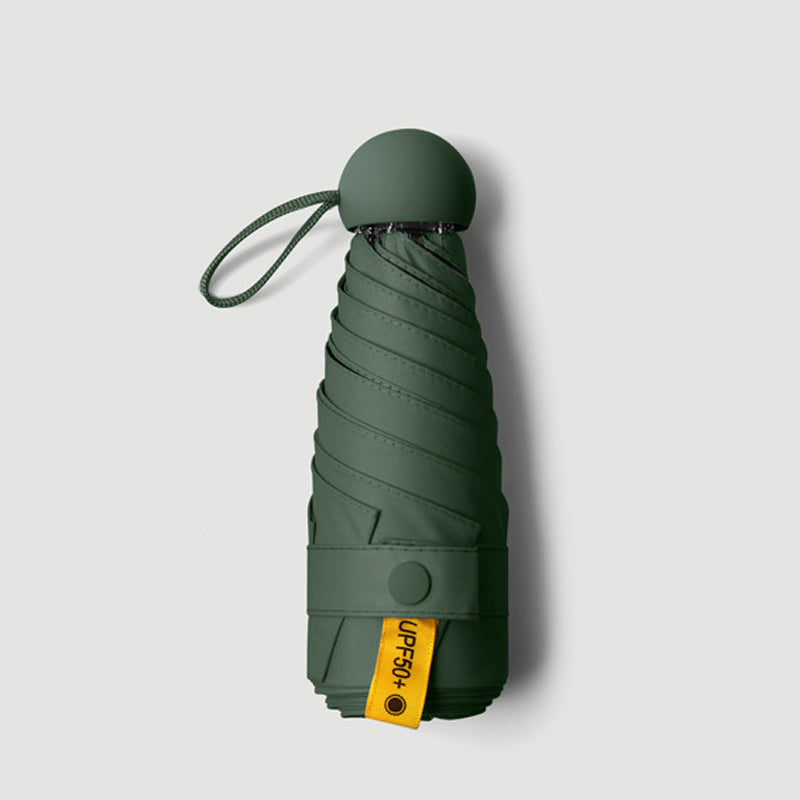 MEELANO Kompakt Kapselparaply – Foldbar Mini Rejseparaply i Lommestørrelse med UV-resistent Belægning, Vindbestandig – 9 Farver Mørkegrøn