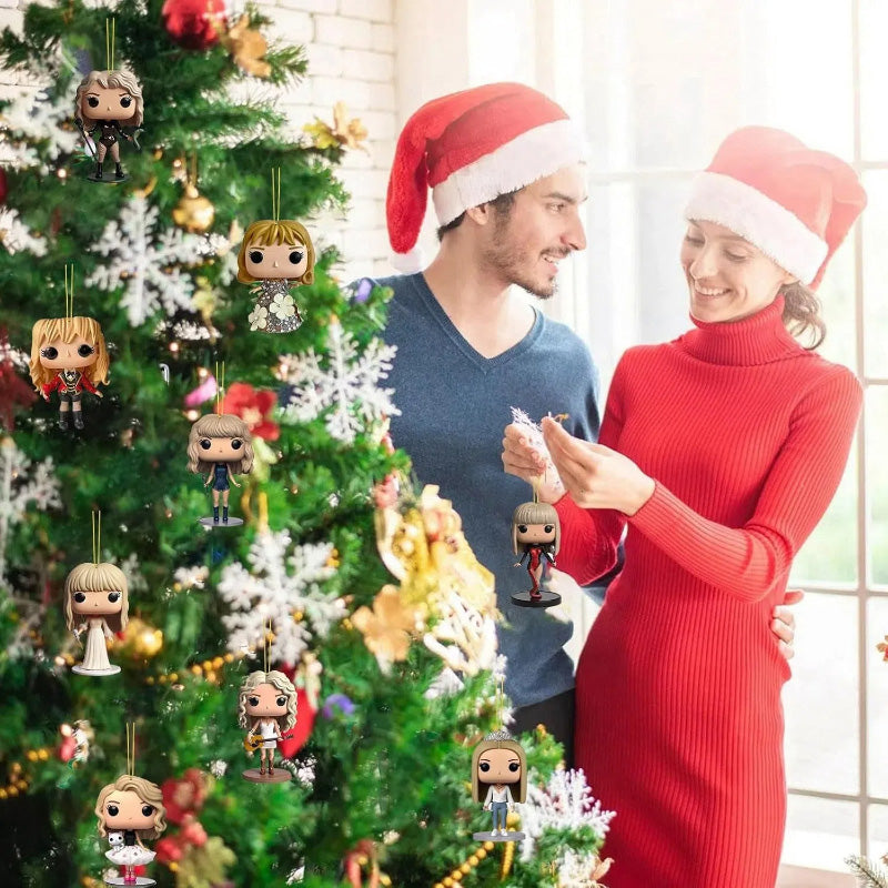MEELANO Julekalender med Popstjerne-tema – 24 Håndlavede 2D-figurer til Juletræet eller Tasken, Julegave til Musikfans