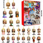 MEELANO Julekalender med Popstjerne-tema – 24 Håndlavede 2D-figurer til Juletræet eller Tasken, Julegave til Musikfans