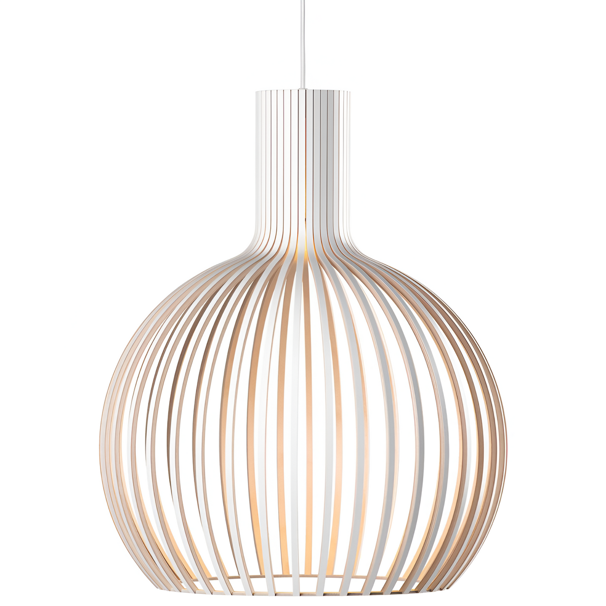 Skandinavisk Pendellampe i Træ – Lamel Loftlampe til Spisebord, E27, Ø23 / Ø35 / Ø45 cm