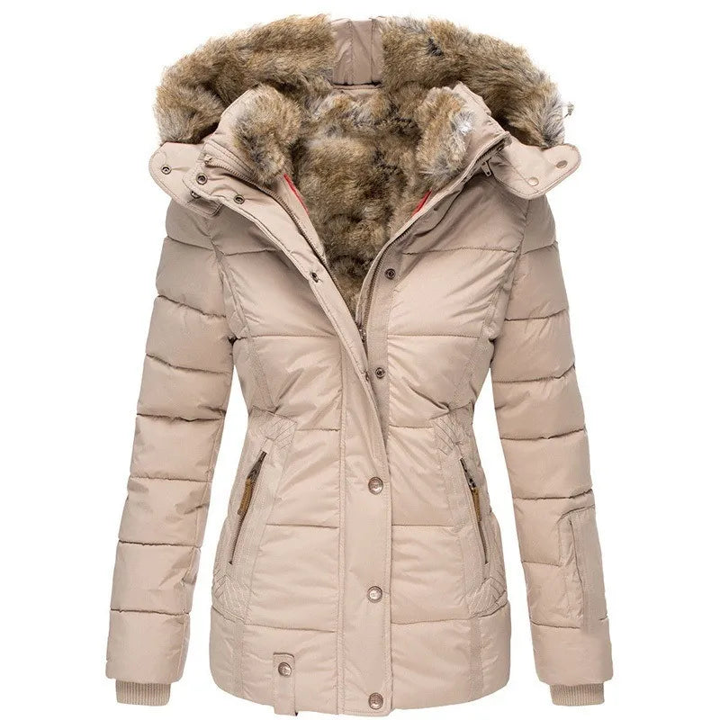 MEELANO Damesfrakke Med Pelskrave Og Hætte Til Minus 40 Grader Varm Beige