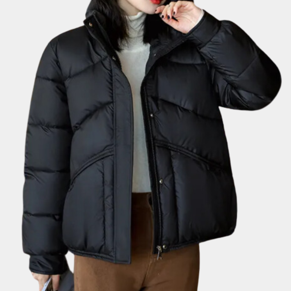 MEELANO Pufferjakke Dame – Varm Vinterjakke i Moderne Design til Hverdag & Fest, Sort, XS-XL – Amore