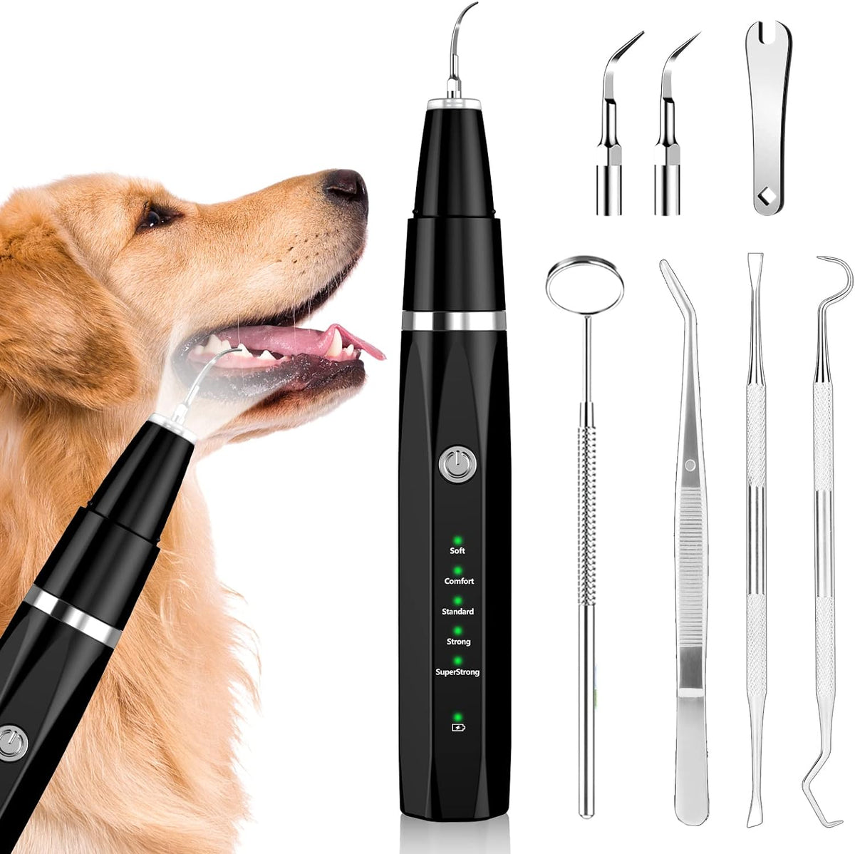 Ultrasonisk Tandrensningssæt til Kæledyr – Tandstensfjerner til Hund & Kat, 5 Tilstande, USB-genopladelig – BuddyCare