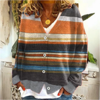 MEELANO Dame Cardigan Med Knapper - Varm og Dunfyldt til Hverdag Streifen