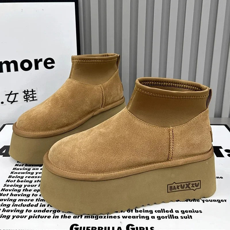 MEELANO Vinterstøvler Med Blød Bomuldsforing Og Læder Komfort Brun