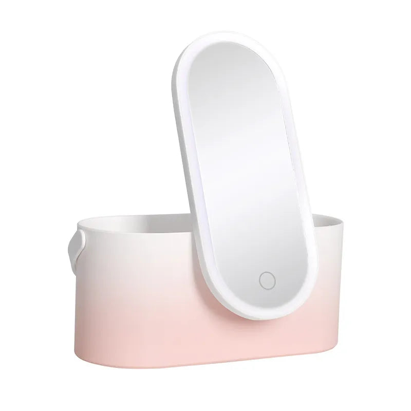 MEELANO Makeupkuffert med LED Spejl – Rejse Makeup Taske med Lys og Justerbare Rum, Pink, Hvid eller Farveovergang – Lumivault Farveovergang