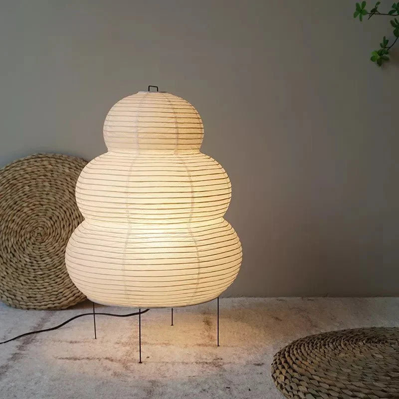MEELANO SabiGlow – Kunstnerisk Wabi Sabi Rispapir Gulvlampe med Justerbart Stativ