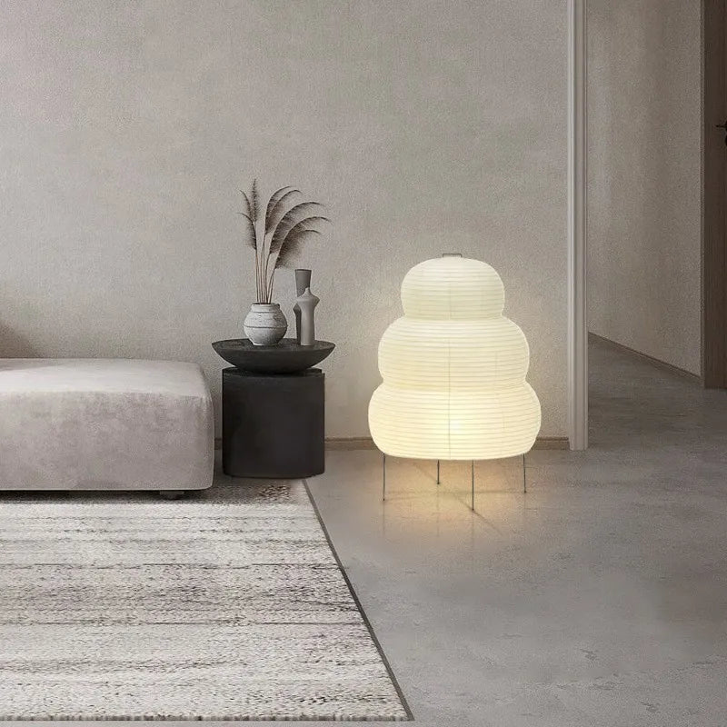 MEELANO SabiGlow – Kunstnerisk Wabi Sabi Rispapir Gulvlampe med Justerbart Stativ