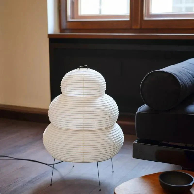 MEELANO SabiGlow – Kunstnerisk Wabi Sabi Rispapir Gulvlampe med Justerbart Stativ