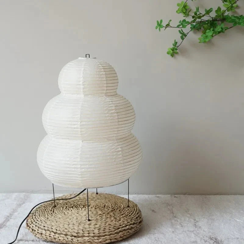 MEELANO SabiGlow – Kunstnerisk Wabi Sabi Rispapir Gulvlampe med Justerbart Stativ