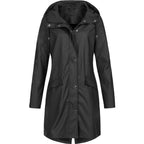MEELANO Foret Trenchcoat med Hætte – Vandafvisende Regnjakke med Lynlås & Trykknaplommer, Halvlang, S-3XL – Luna Willow
