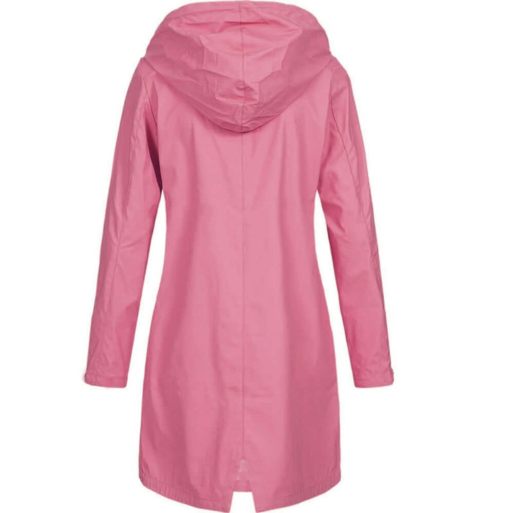 MEELANO Foret Trenchcoat med Hætte – Vandafvisende Regnjakke med Lynlås & Trykknaplommer, Halvlang, S-3XL – Luna Willow