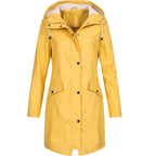MEELANO Foret Trenchcoat med Hætte – Vandafvisende Regnjakke med Lynlås & Trykknaplommer, Halvlang, S-3XL – Luna Willow