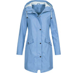 MEELANO Foret Trenchcoat med Hætte – Vandafvisende Regnjakke med Lynlås & Trykknaplommer, Halvlang, S-3XL – Luna Willow