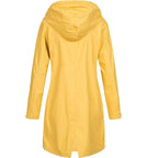 MEELANO Foret Trenchcoat med Hætte – Vandafvisende Regnjakke med Lynlås & Trykknaplommer, Halvlang, S-3XL – Luna Willow Gul