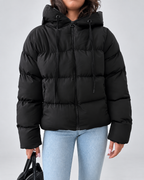 MEELANO Oversized Pufferjakke Dame med Hætte – Quiltet Vinterjakke med Lynlås, Sidelommer & Ribkanter, Sort, S-XL – Luna